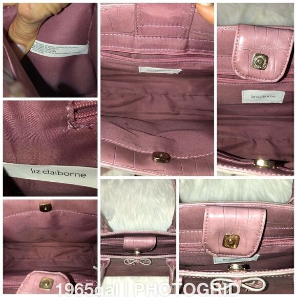 Liz Claiborne Lilac Tassel Bow Croc Texture Purse - Picture 4 of 8